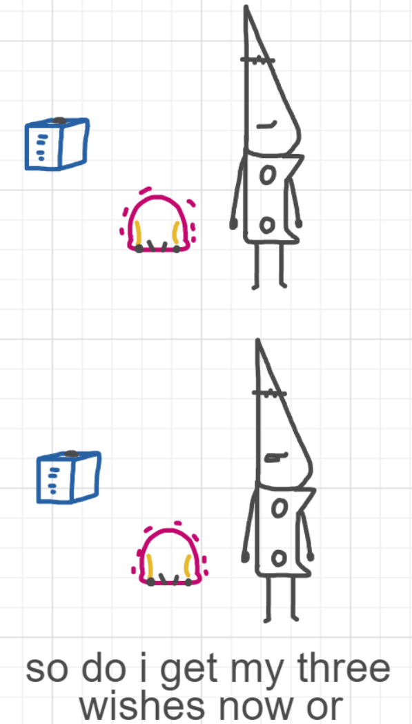 A panel from What's The Point, episode five of the Board Boards object show by Furretwalk/WalkingFurret.